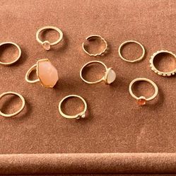 10 Crystal Knuckle Rings Gold Stackable Finger Rings 