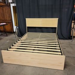 Boho Bed Frame Rattan with Storage Queen