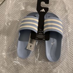 Adidas Adilette Aqua Slides – Size 8 – New, Blue / White