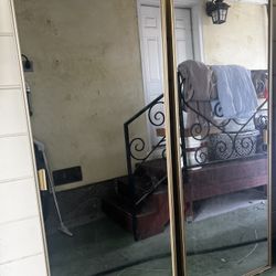 2 Heavy Duty Solid Sliding Glass Mirror Doors 