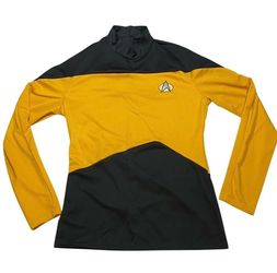 Vintage Star Trek TNG Costume Shirt Rubies Data Gold Operations Men Medium 19932