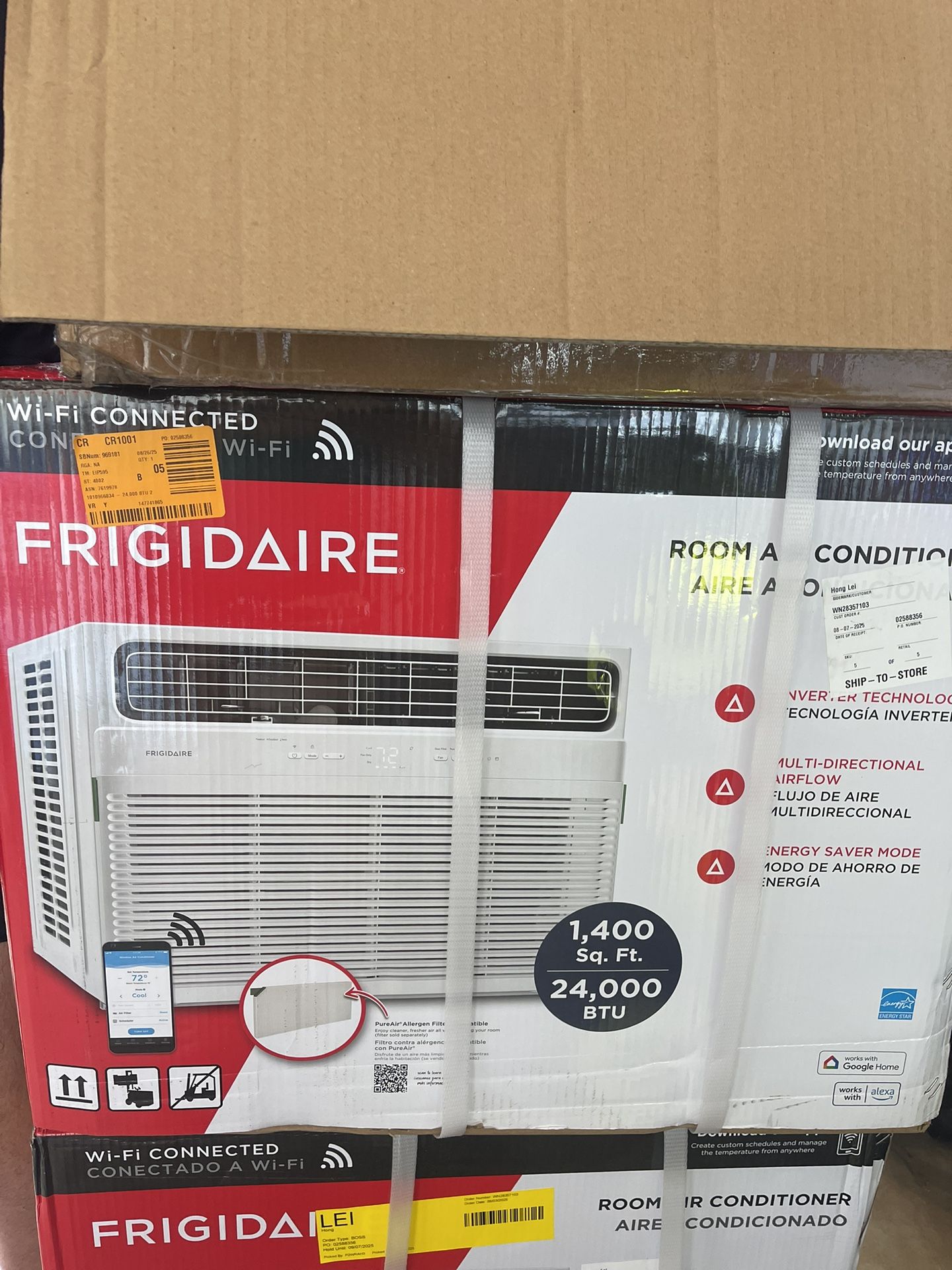 Frigidaire 24,000 BTU Smart Inverter Window Air Conditioner with Wi-Fi and Energy Star Certification, Cools Up to 1,020 Sq. Ft., Ultra Quiet Operation