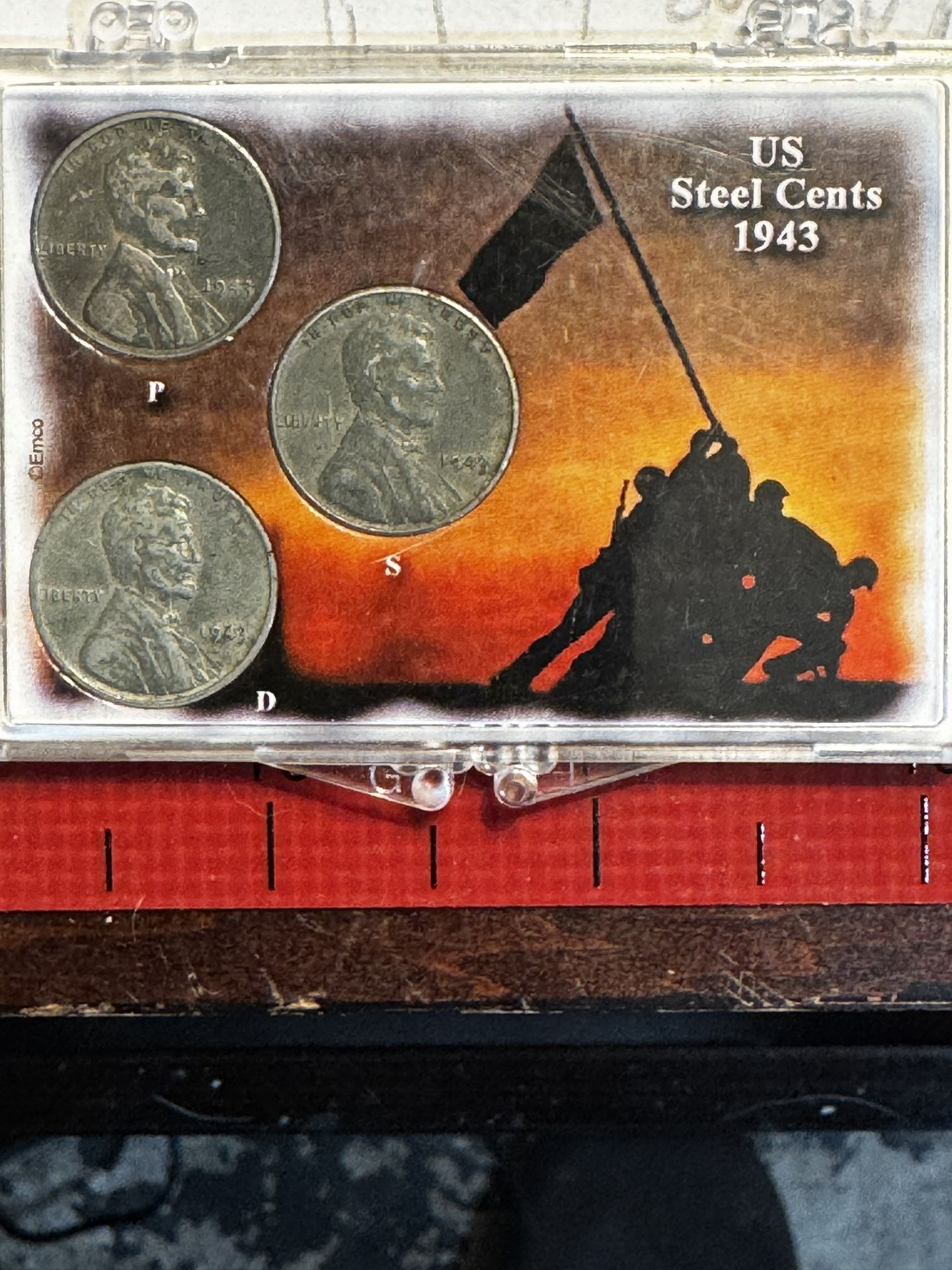 This is a set of 1943 US steel cents. P, S, D Mint 