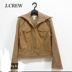 J.Crew, Woman’s Vintage Tan Cropped Corduroy Jacket, Size Small/Medium, Ribbed KnitCcollar, front snap-button closure, Used Good Condition
