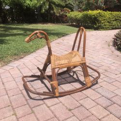 Antique Rattan Rocking Horse 