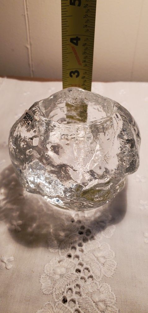 Kosta Boda Glass Snow Ball Candle Holder