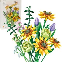 Sunflower Bouquet Building Kit, Sunflower Bouquet Lego 975 Pcs