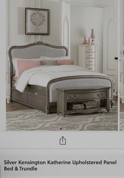Grey/silver bed with trundle