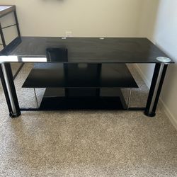 Glass TV Stand With Shelves