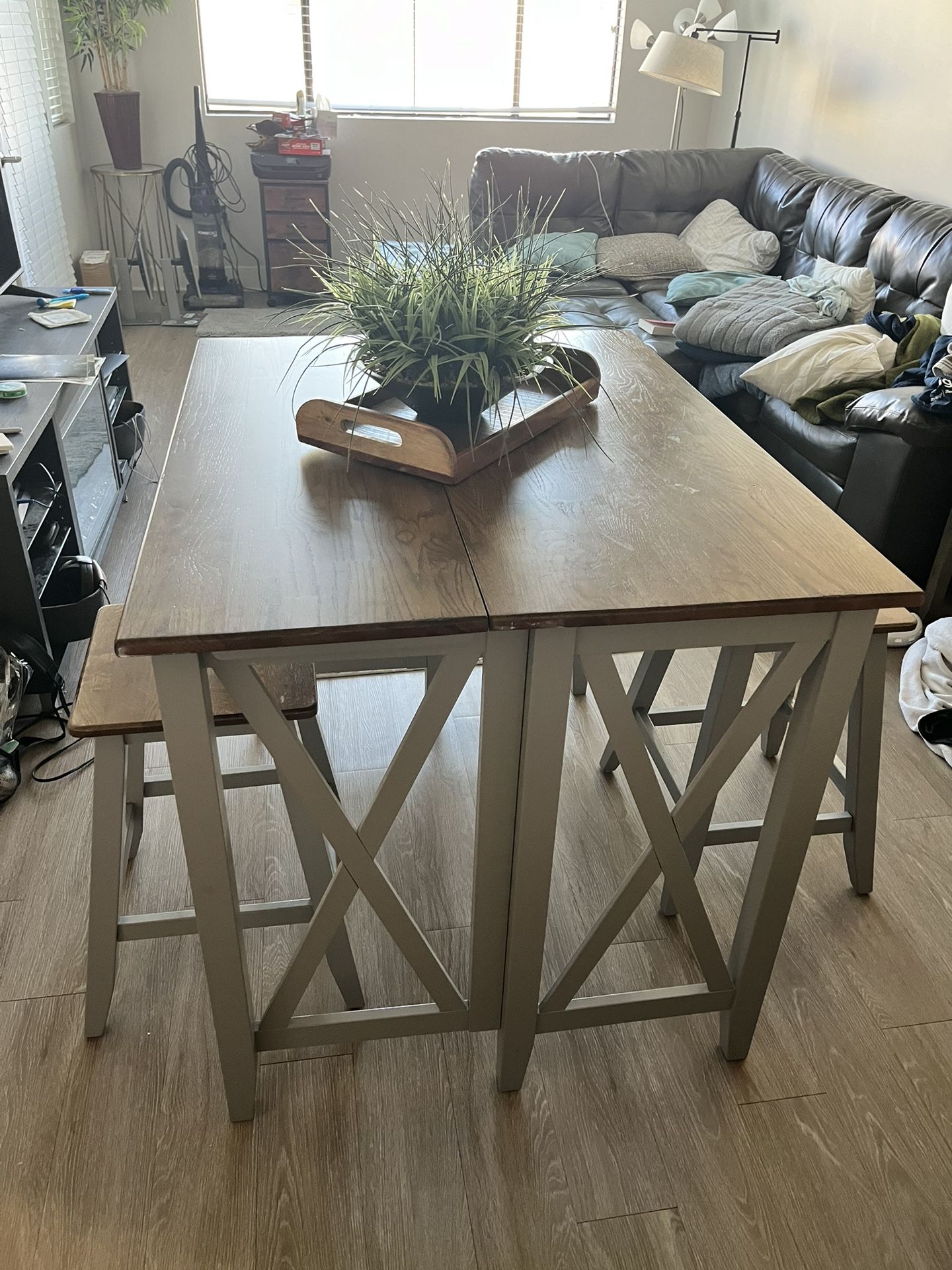 Wood Table And 2 Chairs 
