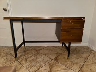 Dakota Solid Wood Top Metal Base Writing Desk