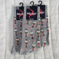 3 Pairs PX Holiday Socks Nutcracker And Cany Cane