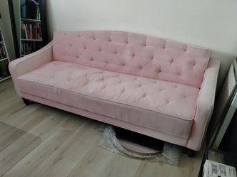 Sofa Bed Pink Velvet Couch Futon Sleeper