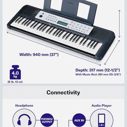 Yamaha YPT270 61-Key Portable Keyboard With Power Adapter