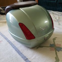 Motorcycle Top Box . Metallic Green with Leather Cushion