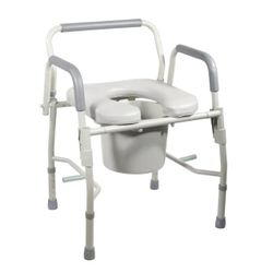 Drive 11125PSKD-1 Steel Drop Arm Bedside Commode Padded Seat Arms New Open Box