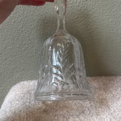 Vintage Crystal Collectible Bell With Leaf Design 