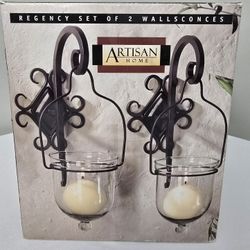 Artisan Home Candle Lamps Wall Sconces Regency Set of 2 NEW