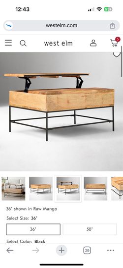 West elm Industrial Storage Pop-Up Coffee Table 36" &  Industrial Storage Side Table (20")