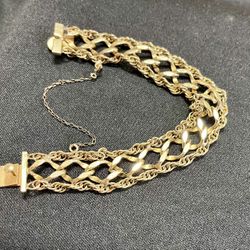 Vtg AC Gold Filled Wide Fancy Bracelet 7 1/4”