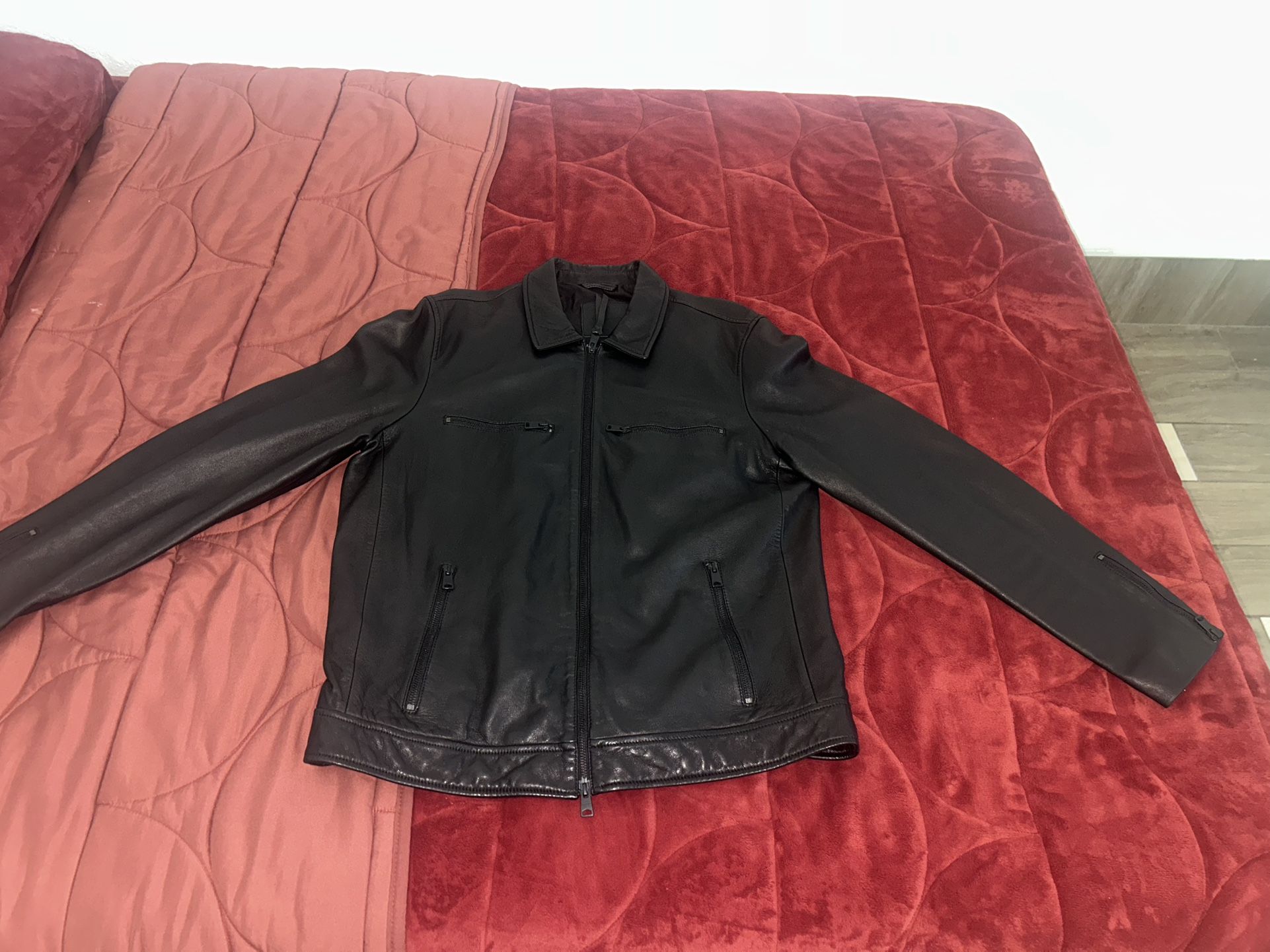 mens XL All Saint Lamb Leather jacket 100 percent