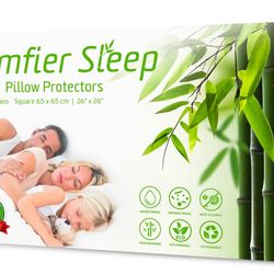 BRAND NEW IN BOX Waterproof Pillow Protectors with Zip, Anti Allergy and 100% Bamboo 21” x 27” Pack of 2 Standard Size Waterproof Pillow Protectors 