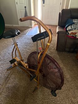 Vintage MCM GOLD SCHWINN AIRDYNE Dual Action EXCERCISE BIKE w/SPEEDO