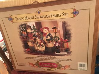 NEW Fabric Mache Snowman Family Set