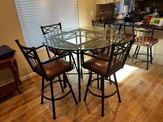 BAR HEIGHT DINING TABLE AND CHAIRS