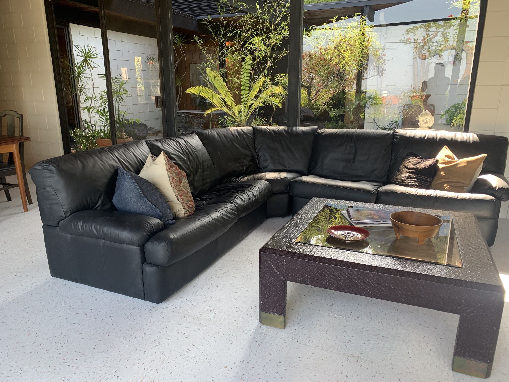 Large Leather Sectional  9x9. Three Pieces