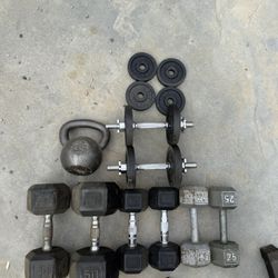 Variety Of Weights (Dumbbells , Kettlebell, And Plates)