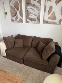 ohllob 78.9" Cloud Boneless Loveseat Sofa, Brown
