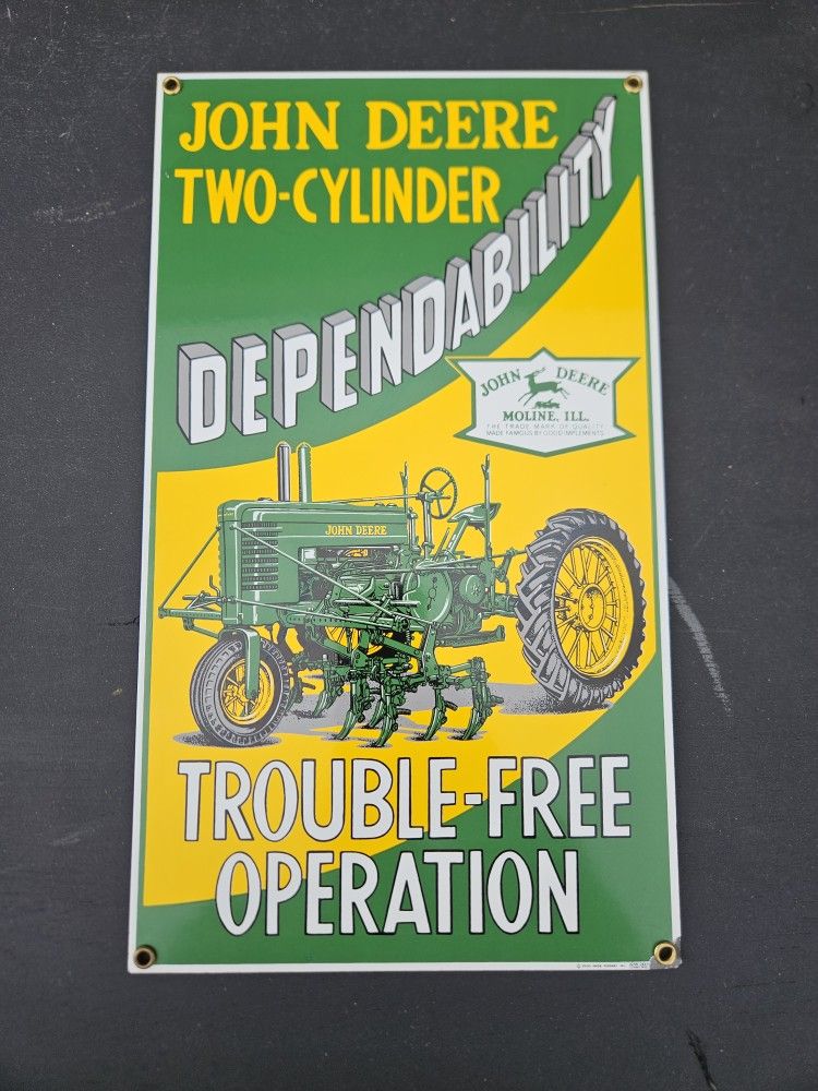 John Deere Porcelain Sign 2000 Ande Rooney