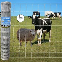 6ft x 100ft Heavy Zinc Coating Field Wire Fencing, Galvanized Livestock Deer,Goat Fence,Hog Wire Fencing Used to Yard and Garden