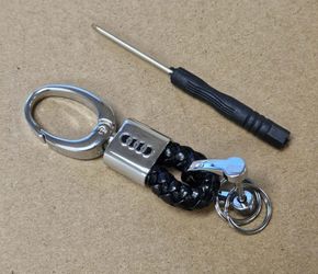 Brand New Audi Small Black Leather Strap Keychain Keyring