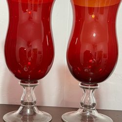 Gorgeous Pair Of Tall RED VASES  (XLN’T)