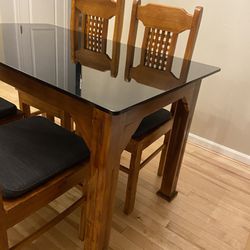 Dining Table With 4 Chairs ( Solid Wood Table & Chairs) 