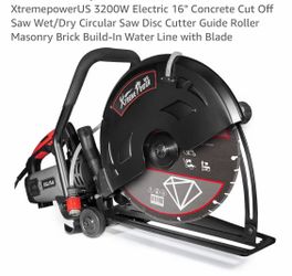 XtremepowerUS 3200W Electric 16" Concrete Cut Off Saw Wet/Dry Circular Saw Disc Cutter Guide Roller Masonry Brick Build-In Water Line with Blade o TOO