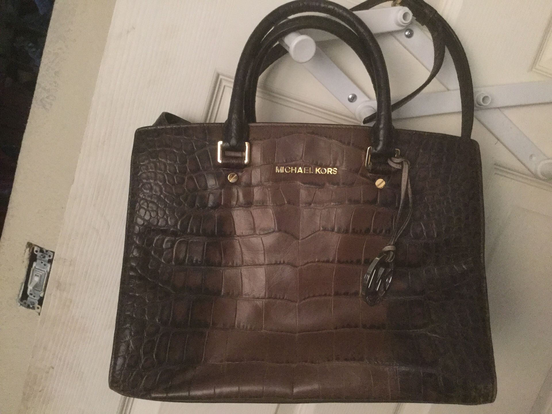 Michael Kors 2 toned alligator satchel