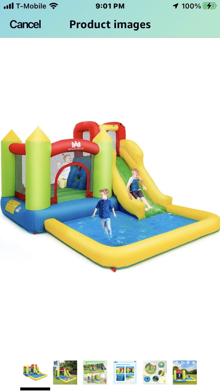 Costzon Inflatable Water Slide, 12 x9FT Kids Water Bounce House for Outdoor with Large Jumping Area, Climbing Wall, Splash Pool, Blow up Waterslides I