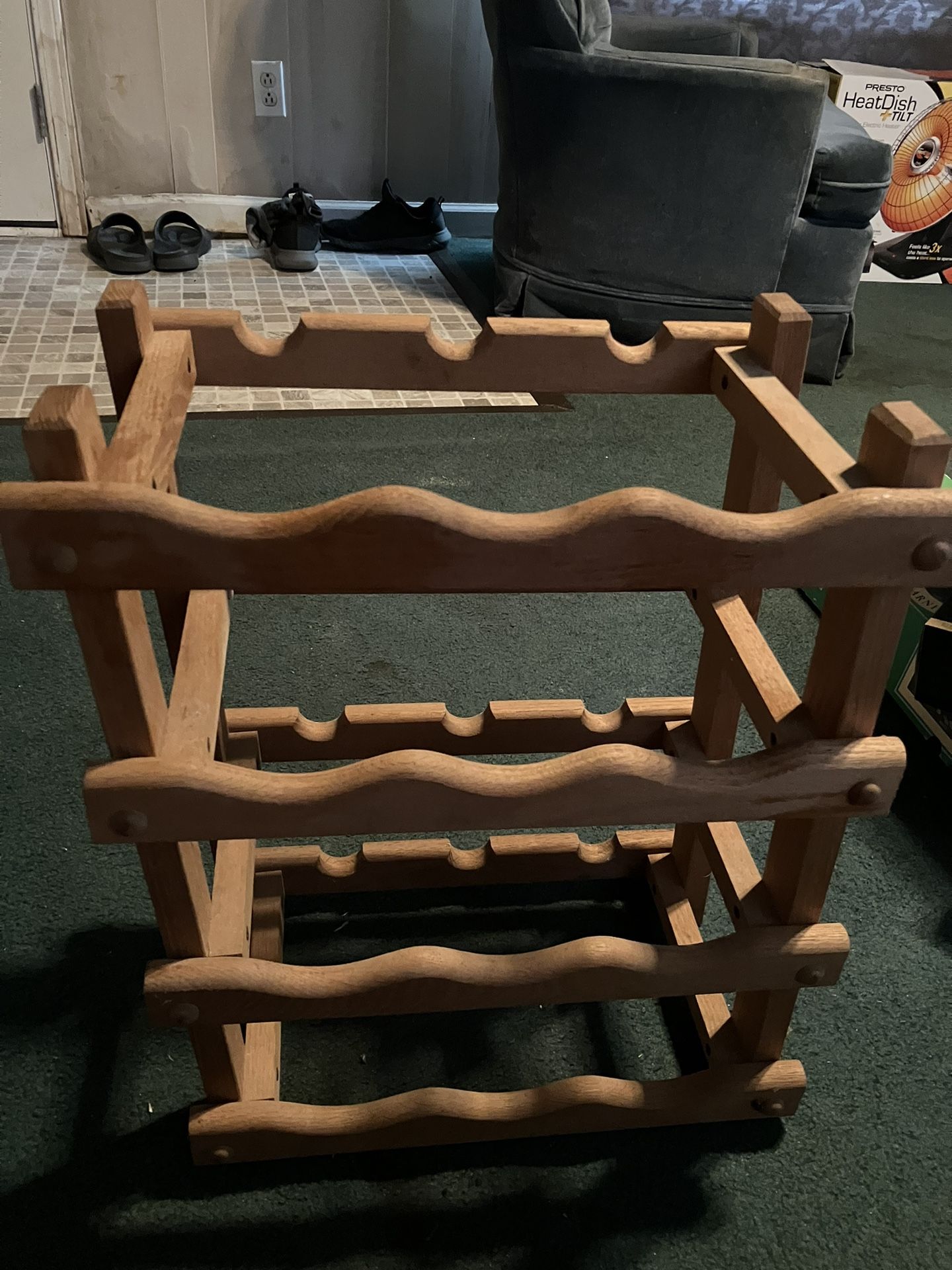 Wood Wine Rack, 12 Bottles of Wine, Hardwood, Vintage