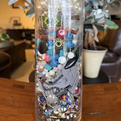 Jewelry Jar Parts Crafts Beads Mystery Jewels (U)