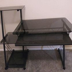 Contemporary Black Glass Desk