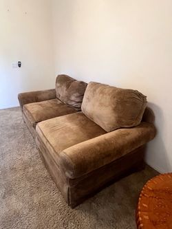 Brown Microfiber Two-Seat Sofa