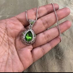 Stamped White Gold Plated Crystal Necklace