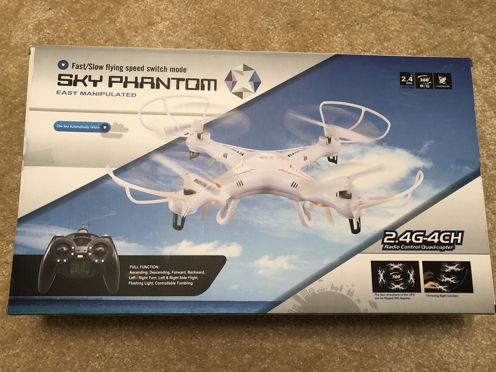 sky phantom 2.4g-4ch radio control quadcopter - brand new never opened