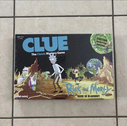 Rick And Morty CLUE Back In Blackout Board Game Adult Swim NEW Sealed Mystery