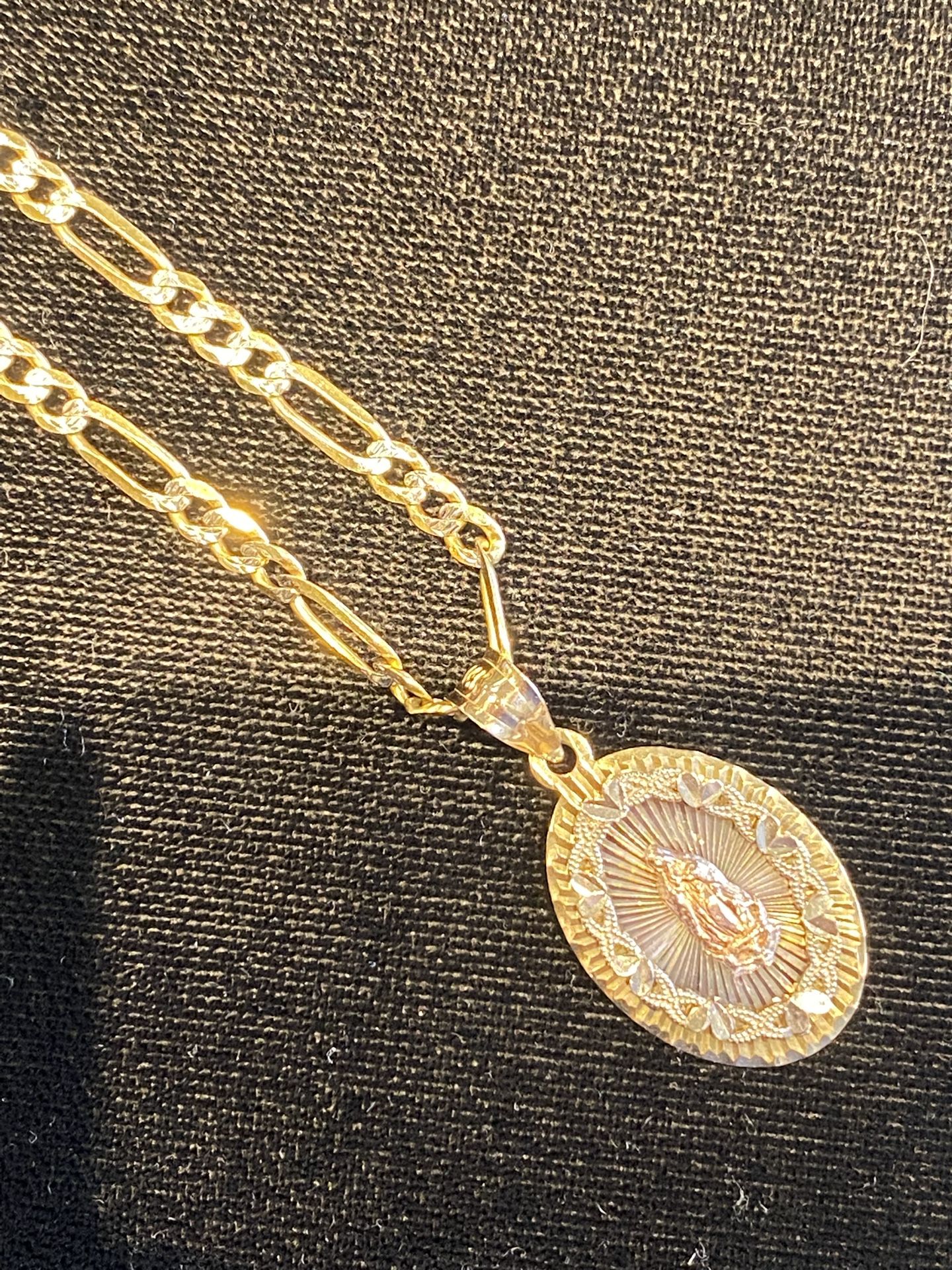 14kt Chain With 14kt Mother Mary Pendant