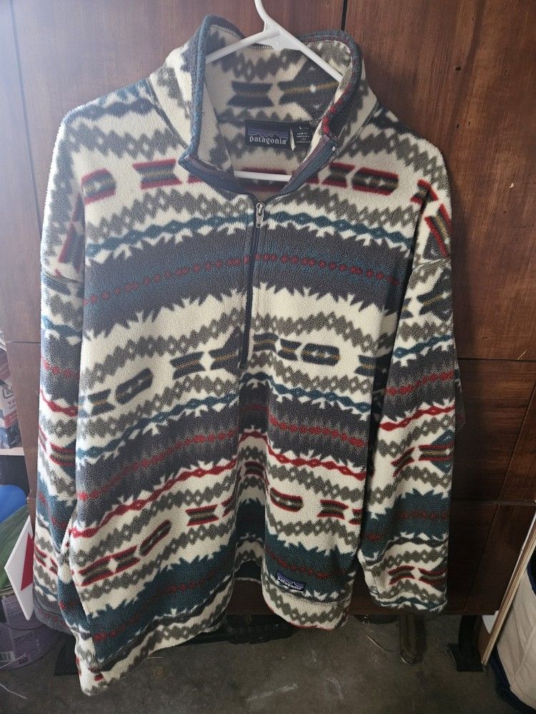 Vintage 90's Patagonia Fleece Synchilla Aztec print sz L