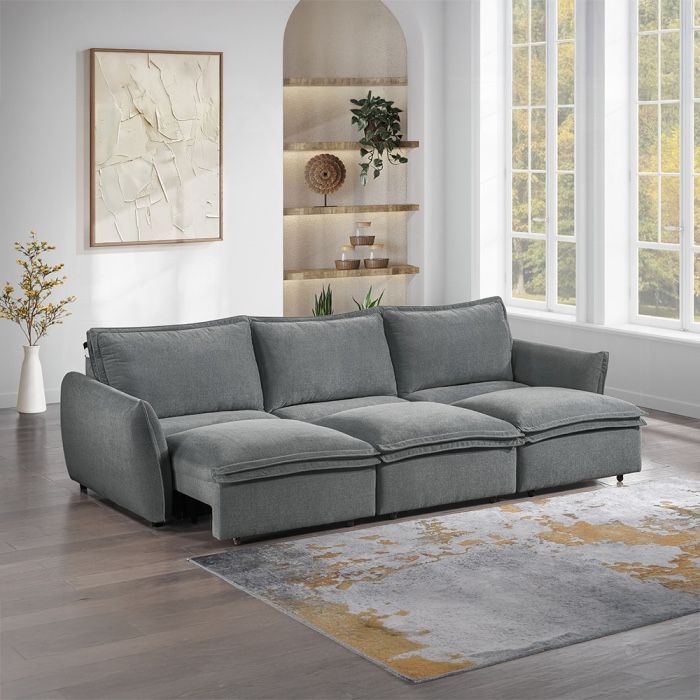 New Gray Power Sofa With Sleeper, Free Delivery ✅ Modern Gray Sofa With Power Seating , Power Sleeper Sofa